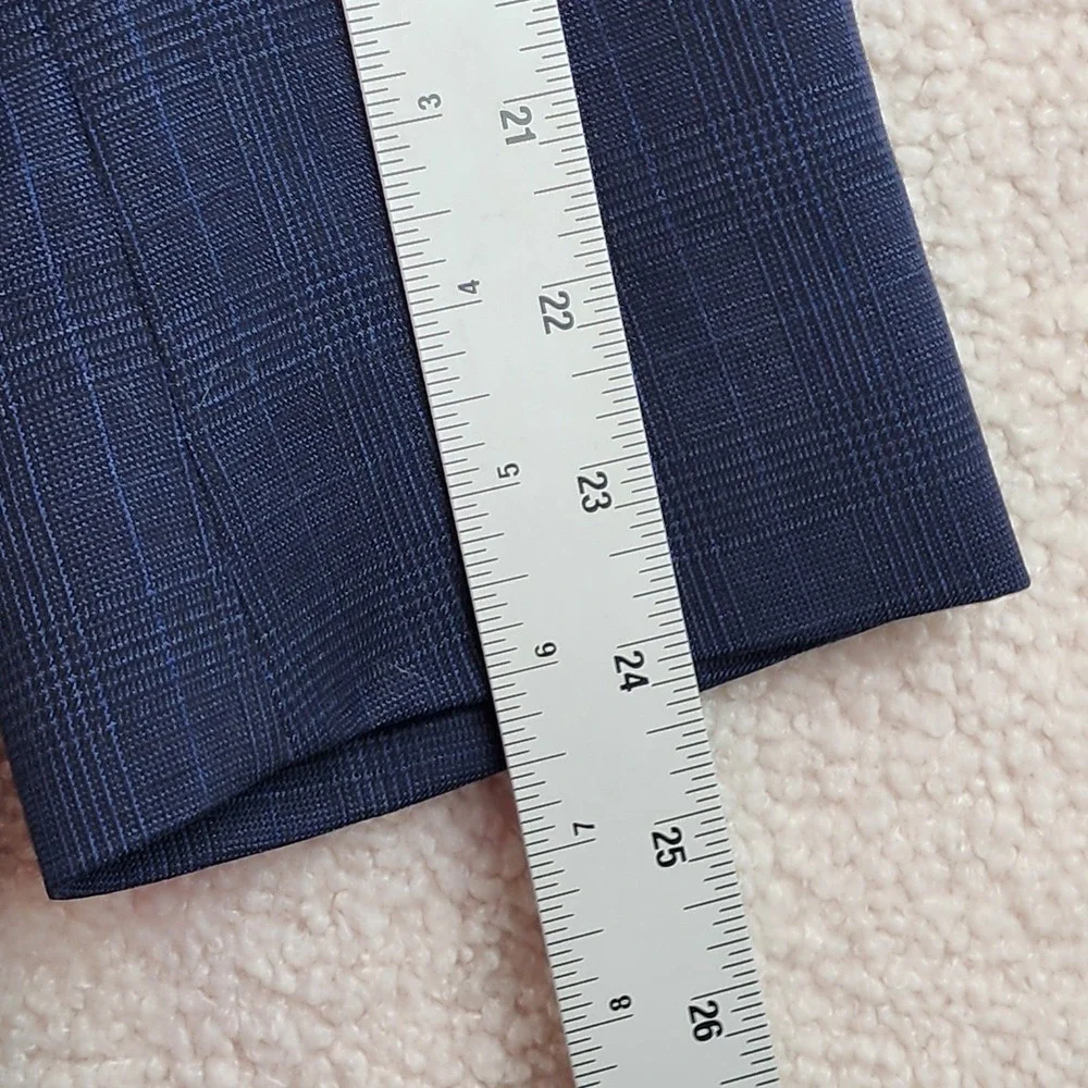 Jos A Bank Traveler Blazer Mens 41R Blue Glen Plaid 100% Wool Sport Coat Classic